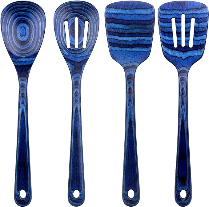 Totally Bamboo Baltique Malta Collection 4 Piece Cooking Utensil Set, Safe for Nonstick