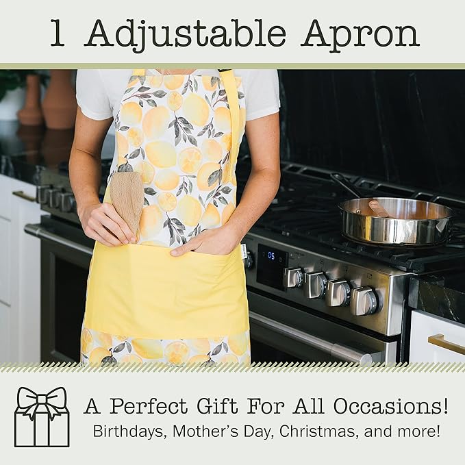Adjustable Designer Kitchen Apron for Adults | Cotton Cooking Apron with Pockets and Adjustable Neck Buckle