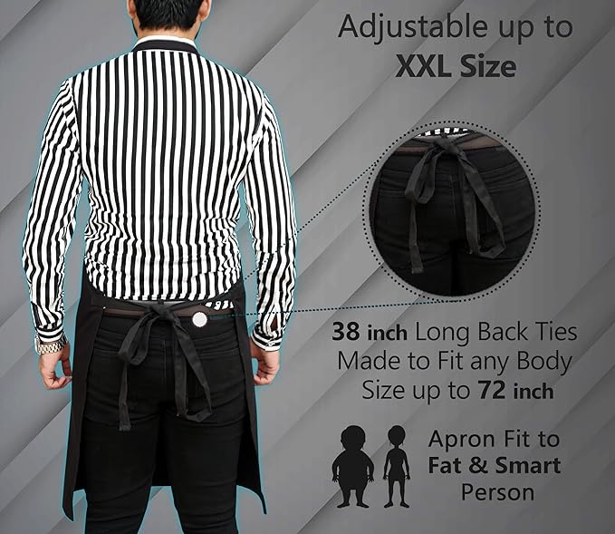 RUVANTI Work Apron for Men, Oil & Water Repellent, Poly Cotton Cross Back Aprons for Women with Pockets, Adjustable up to XXL