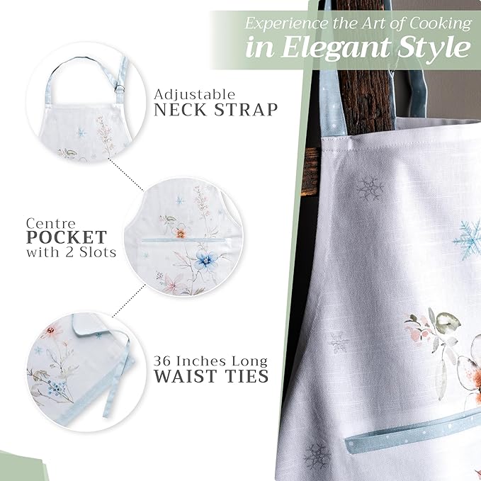 Maison d' Hermine 100% Cotton Apron for women with Pocket Kitchen Chef Apron for Men Cooking Gardening Server Waitress