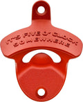 Red Bottle Opener Wall Mount IT'S FIVE O'CLOCK SOMEWHERE Drink Gift for Beer Lover