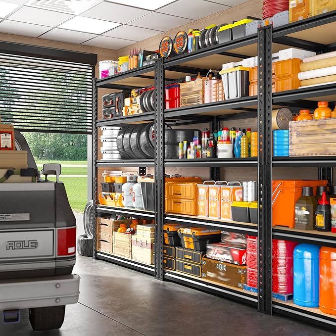 Bepatio Garage Shelving 2020LBS Storage Shelves 72.05" H Metal Shelving Heavy Duty Pantry Shelves Adjustable Garage Shelf for Kitchen Warehouse Basement, 35.43" W x 11.81" D x 72.05" H