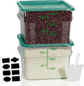 12QT NSF Food Storage Containers: 2 PCS [Food Grade][Hot&Cold Resistant] Commercial Clear Square Food Storage Containers with Scales Handles for Home Restaurant Kitchen Proof Dough(BPA FREE-GREEN N1)