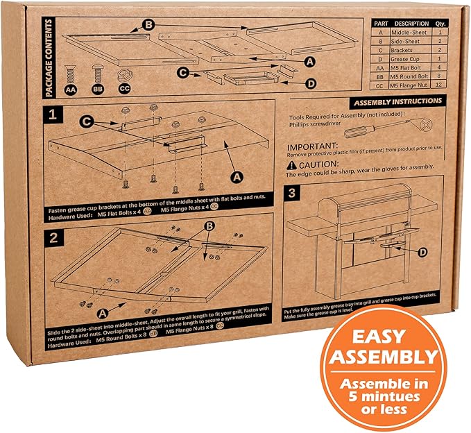 Grease Tray with Catch Pan - Dyna Glo Grill Replacement Parts, Universal Drip Pan for 4/5 Burner Gas Grill Models from Dyna Glo, Nexgrill, Expert Grill, Kenmore, BHG and More (24"-30")