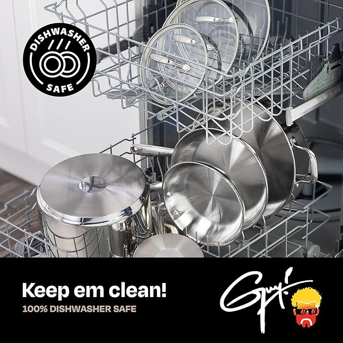 Guy Fieri's Flavortown 8" Stainless Steel Fry Pan - Premium Three-Layer Skillet, Oven-Safe up to 500F