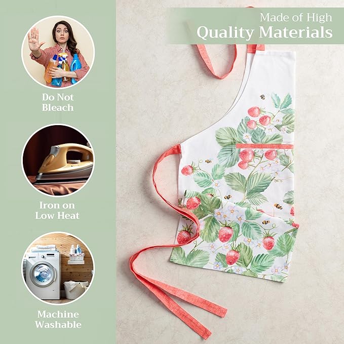 Maison d' Hermine 100% Cotton Apron for women with Pocket Kitchen Chef Apron for Men Cooking Gardening Server Waitress