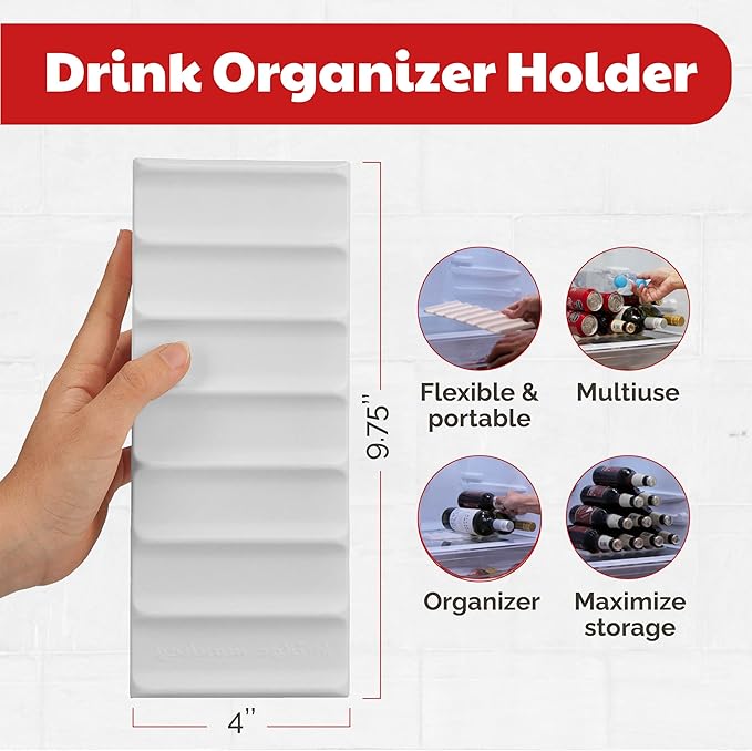 Cooks Innovations 2-Pack Drink Organizer for Fridge, Soda Can Refrigerator Organizers and Storage, Beer-Wine-Water Bottle Holder, Fridge Monkey - Durable Non-Slip&Roll