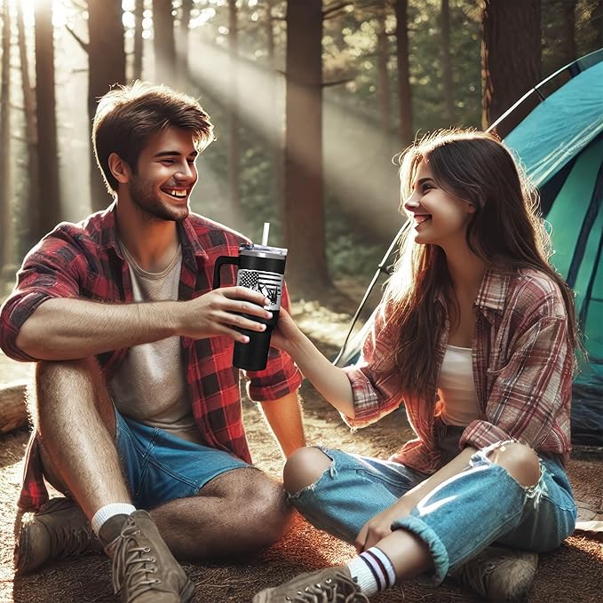Bigfoot Gifts for Dad, Kids, Men and Women - 40oz Tumbler with Handle - Cool Big foot Gifts for Cryptid Lovers - Sasquatch Gift, Outdoor Adventure Mug for Camping Enthusiast, Hikers & Nature Lovers
