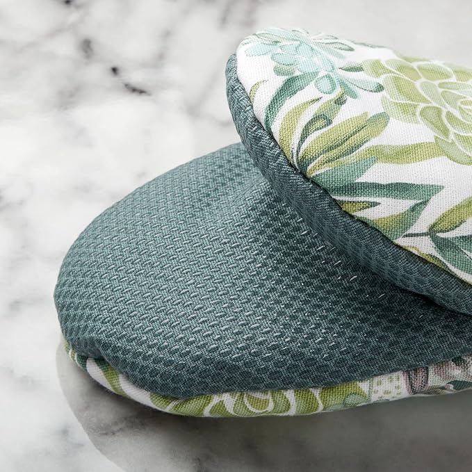 Martha Stewart Succulents Mini Oven Mitt 2-Pack Set, Green, 5.5"X8"