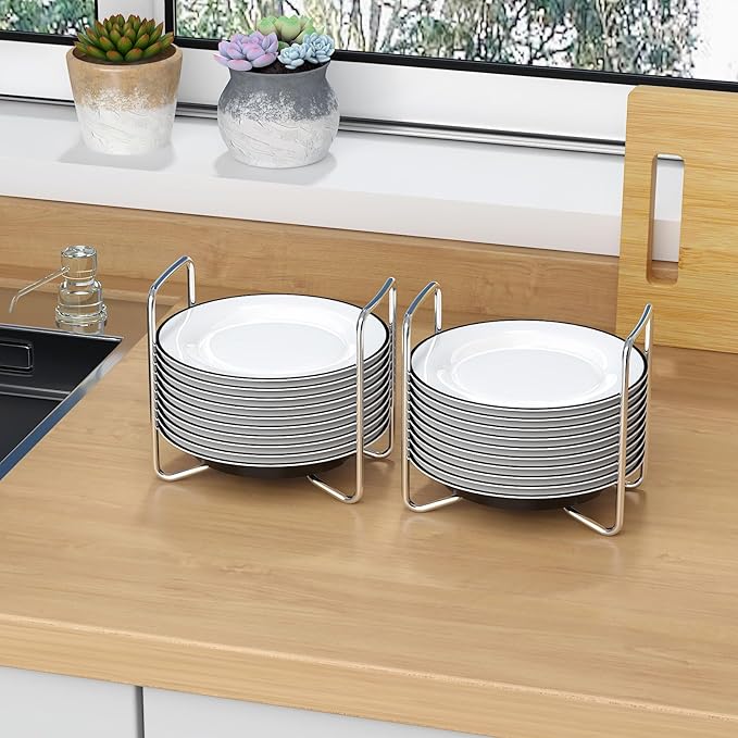 Adjustable Bamboo Dish Drying Rack - Stainless Steel 304 Dish Rack for Kitchen | Counter Home Essentials for Efficient Dish Organization and Drying（Black，2*Small）
