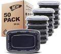 Freshware Meal Prep Containers [50 Pack] 1 Compartment with Lids, Food Storage Containers, Bento Box, BPA Free, Stackable, Microwave/Dishwasher/Freezer Safe (24 oz)