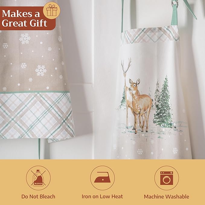 Maison d' Hermine 100% Cotton Apron for women with Pocket Kitchen Chef Apron for Men Cooking Gardening Server Waitress
