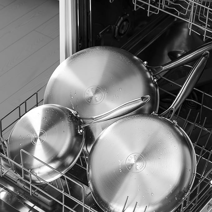 Stainless Steel Frying Pan, 8 Inch Frying Pan Cookware, Healthy Stainless Steel Skillet, Works on Induction, Ceramic and Gas Cooktops, PFOA Free, Dishwasher Safe, Stay-Cool Handle