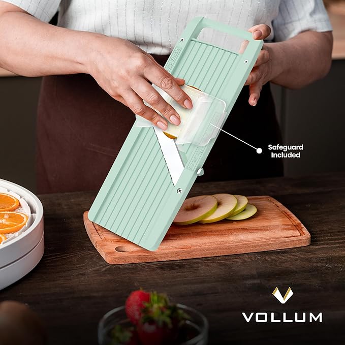 Narrow Handheld Mandoline Slicer for Kitchen – Professional Slicer Vegetable Cutter Japanese Mandoline Slicer with Interchangeable Stainless Steel Blades – Food Manual Slicer