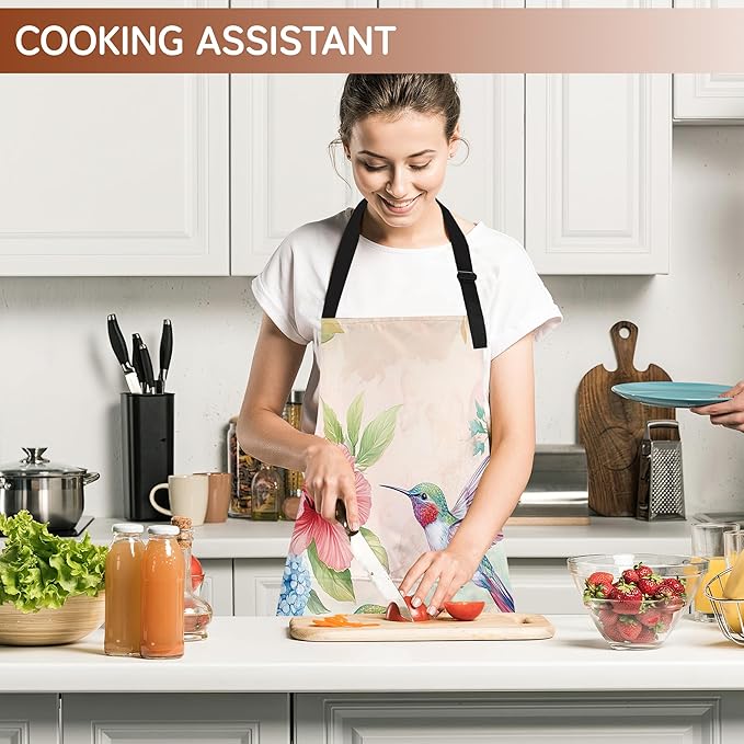 Cooking Aprons for Men and Women,Adjustable Bib Chef Apron with 2 Pockets, Soft and Durability Kitchen Apron