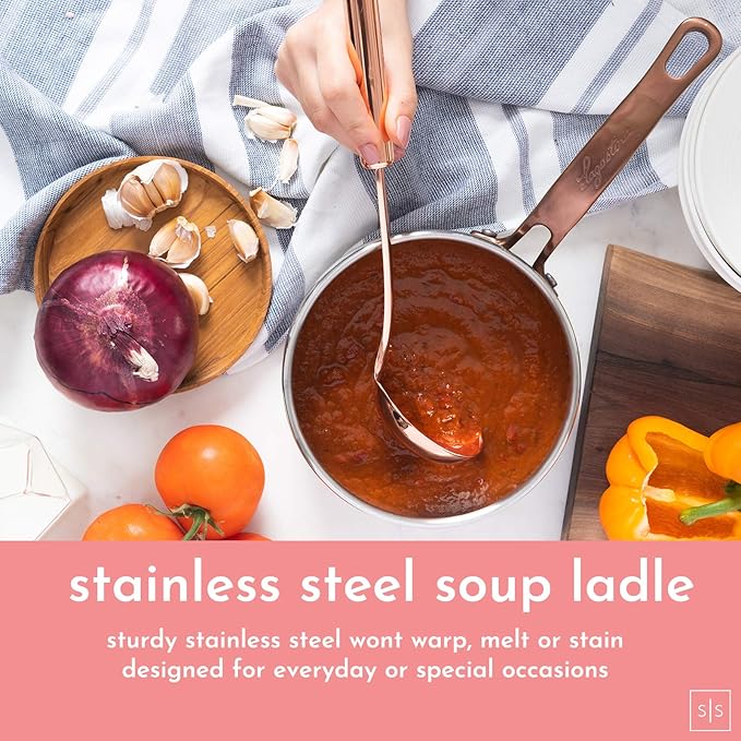 White Silicone and Copper Kitchen Utensils Set with Holder - 17-Piece Rose Gold Cooking Tools for Nonstick Cookware, with Measuring Cups, Spoons, & Utensil Holder - Stylish Copper Kitchen Accessories