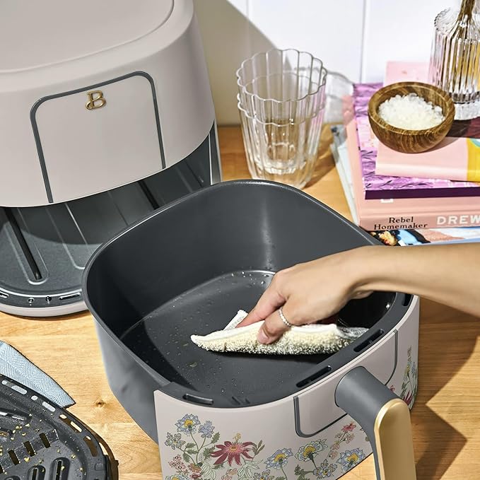 Beautiful 6 Qt Air Fryer with TurboCrisp Technology, AllGood Ceramic Nonstick Coating - Roast, Reheat and dehydrator, kitchen appliances by Drew Barrymore (Wildflower Porcini Taupe)