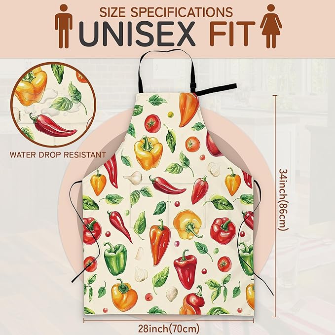 Adjustable Kitchen Apron with Pockets for Women and Men,Soft Chef Apron for Cooking, BBQ, and Grill