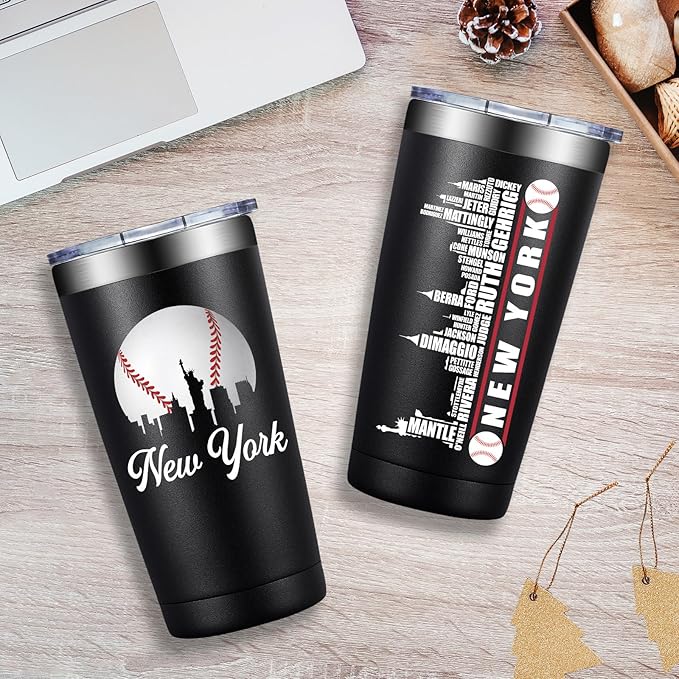 BIRGILT Legends New York Baseball City Skyline Gifts - Baseball Gifts for Men, Christmas, Father's Day, Birthday Gifts for Fans - Tumbler Cup 20oz