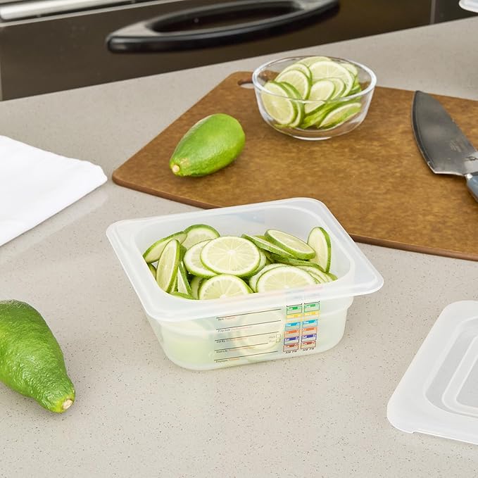 Restaurantware Food Pans Pack of 10 Plastic Square Food Containers 1/6 Size with Traceability Label, Storage Containers Dishwashable Hot Cold Friendly for Restaurants Buffet Commercial Use
