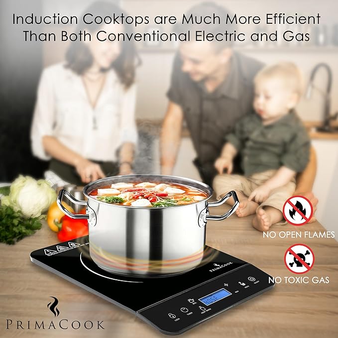 Portable Induction Cooktop - Single Burner Induction Hot Plate - Safe, Fast Heating for Gourmet Cooking - Sleek Design with Touch Controls - Energy Efficient Home Food Preparation (Black)