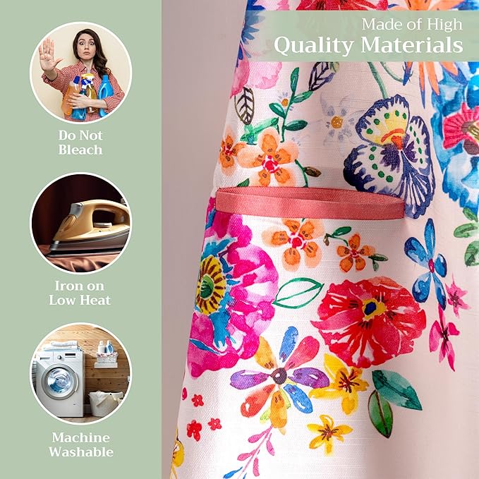 Maison d' Hermine 100% Cotton Apron for women with Pocket Kitchen Chef Apron for Men Cooking Gardening Server Waitress