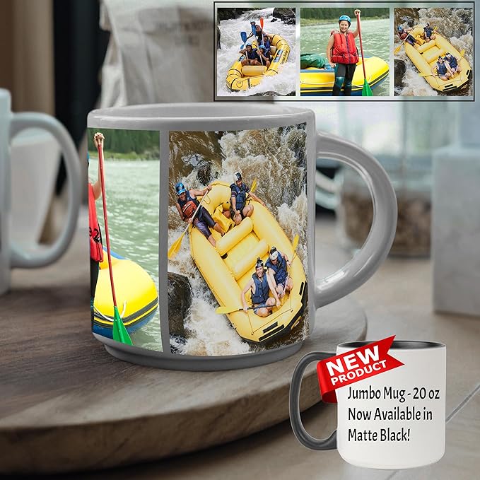 Custom Photo Ceramic Coffee Mug, Jumbo Sized-20oz, Glossy or Matte Finish (3 Images)