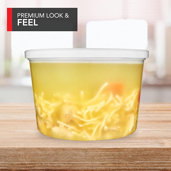 Stock Your Home 64 oz Plastic Deli Containers with Lids (8 Pack), Half Gallon Reusable Freezer Containers, Disposable Food Storage Containers with Lids, To Go Soup, Microwave Safe