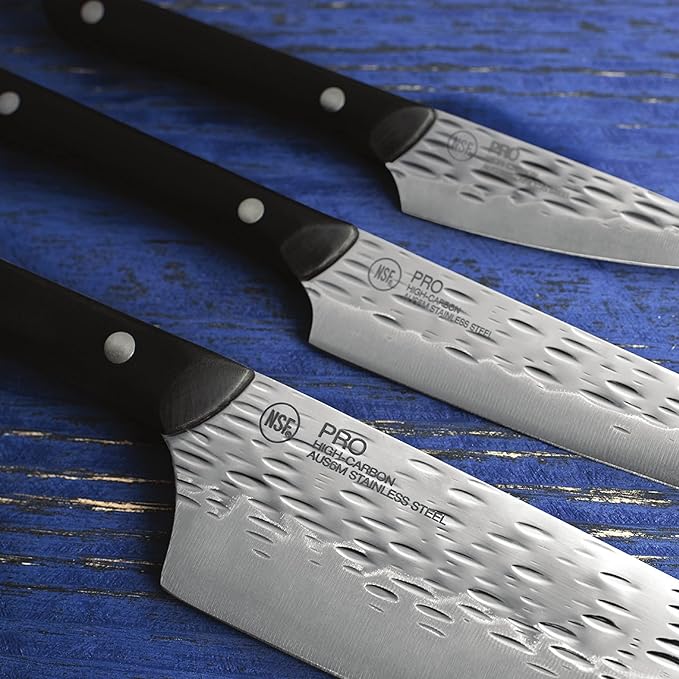 Kai PRO 3 Piece Starter Set, Includes 8" Chef, 3.5" Paring & 6" Utility Knives, Hand Sharpened Knife Set, Japanese AUS6M Stainless Steel Blades, Full-Tang POM Handles, NSF Certified