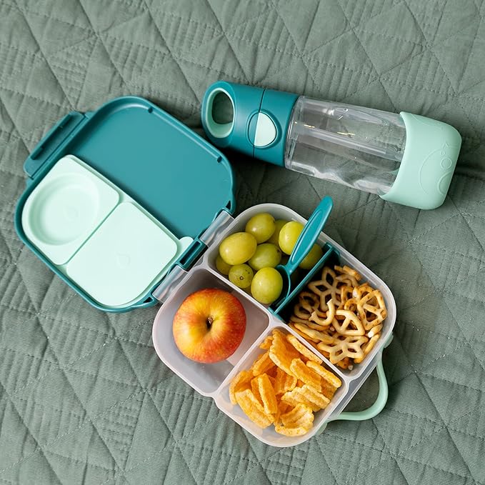 b.box Mini Lunch + Snack Containers (Emerald Forest): 2-Pack Set Includes Lunch Box (4 1/4 Cup Capacity) & Snack Box (1 3/4 Cup Capacity). Easy Open Bento Containers, School Supplies