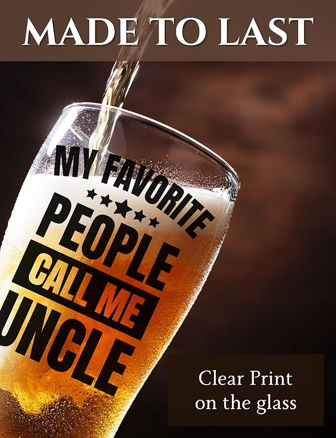 Onebttl Uncle Gifts from Niece Nephew, Beer Pint Glass Mug 15oz/440ml