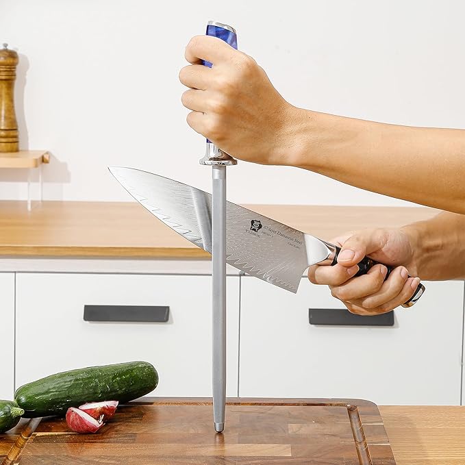 WILDMOK 9 in Knife Sharpener, Diamond Carbon Steel Professional Knife Sharpener Rod, Applicable to Kitchen, Home or Hunting Master Chef of Sharpening Rod or Stick