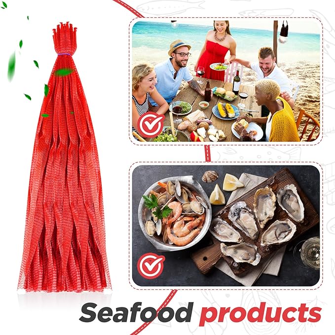 Windyun 1500 Pcs 20 Inch Mesh Produce Bags Reusable Nylon Netting Bulk, Fits Storage Egg Vegetable Seafood Fruits Grocery Bags (Red)