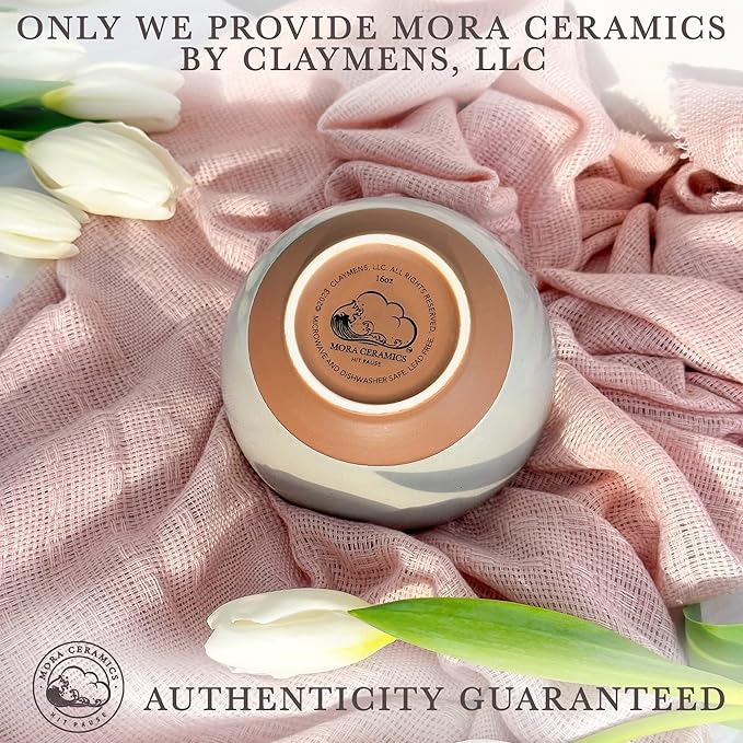 Mora Ceramic Small Dessert Bowls - 16oz, Set of 6 - Microwave, Oven and Dishwasher Safe, For Rice, Ice Cream, Soup, Snacks, Cereal, Chili, Side Dishes etc - Microwavable Kitchen Bowl, Earl Grey