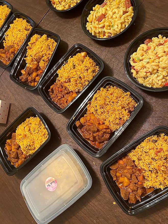 Meal Prep Containers With Lids 50 Set, Food Storage Containers Reusable To-go Container Plastic Lunch Box Disposable Bento Box - Microwave Safe, Freezer & Dishwasher Safe (33 oz)