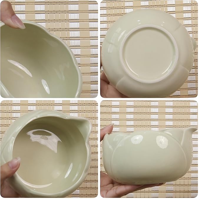 8 traditional matcha bowls with spouts, ceramic matcha bowls (Chawan), matcha mixing bowls for stirring matcha, tulip style