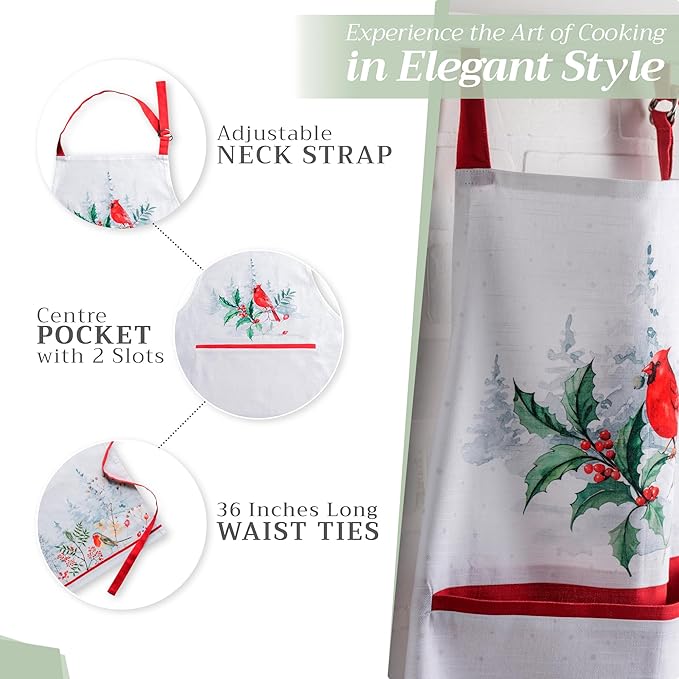 Maison d' Hermine 100% Cotton Apron for women with Pocket Kitchen Chef Apron for Men Cooking Gardening Server Waitress