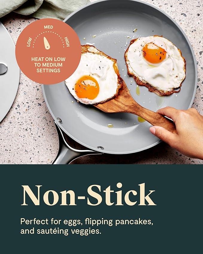 Caraway Nonstick Ceramic Frying Pan (2.7 qt, 10.5") - Non Toxic, PTFE & PFOA Free - Oven Safe & Compatible with All Stovetops (Gas, Electric & Induction) - Gray