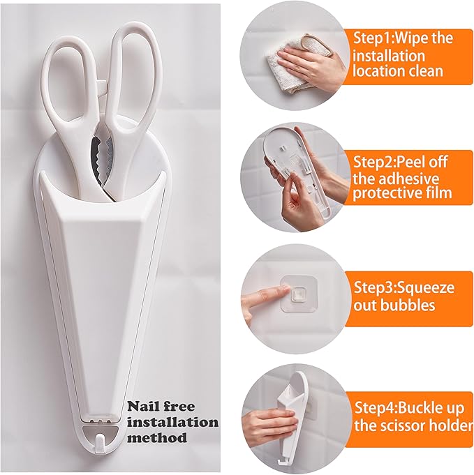 Magnetic Scissor Holder for Kitchen & Office-Detachable with Drain Hole & Hooks, Storage Organizer for Large Kitchen Shears and Office Scissors,Stick to Fridge for Easy Storage with Magnet