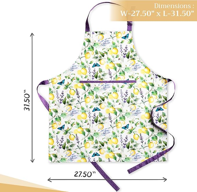 Maison d' Hermine 100% Cotton Apron for women with Pocket Kitchen Chef Apron for Men Cooking Gardening Server Waitress