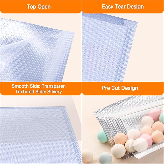 CANLENPK 4x6Inch/10x15cm Small Silver Back and Clear Front Vacuum Sealer Bags,Food Storage Bag,Seal Meal Snack Fruit Nut,Boil Steam Heat Freeze,Commercial Grade Heavy Duty Sealable Bags (100PCS)