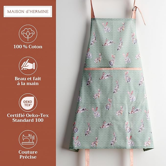 Maison d' Hermine 100% Cotton Apron for women with Pocket Kitchen Chef Apron for Men Cooking Gardening Server Waitress