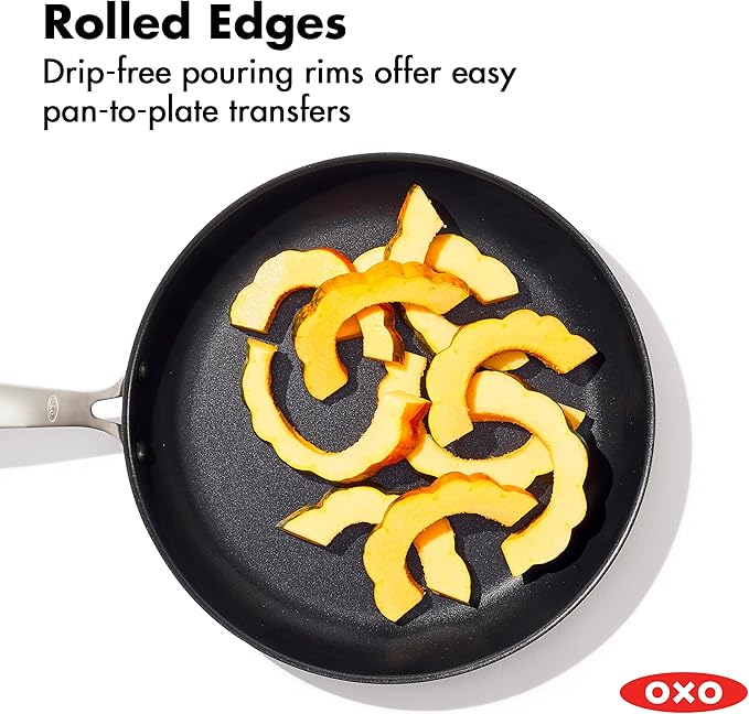 OXO Enhanced 10” Nonstick Frying Pan Skillet, Ceramic PFAS-Free Cookware, Stainless Steel Handle, Eggs & Omelets, Dishwasher & Oven Safe, Biscuit Brown