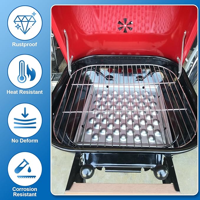 Grill Replacement Parts for Americana Walk-A-Bout, Swinger, Sizzler, and Traveler Charcoal Grills, Cooking Grid and Ash Pan for Americana 1040.8.001,1025.8.001