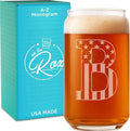Monogram Beer Glasses for Men (A-Z) 16 oz - Beer Gifts for Men Brother Son Dad Neighbor - Unique Gifts for Him - Personalized Drinking Gift Beer Glass Mugs - Engraved Beer Can Glass (B)