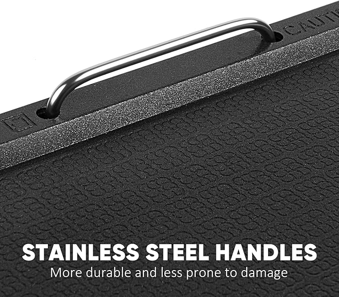 CUSIMAX Stove Top Griddle Pan, 14.96" x 8.66" Aluminum Non-stick Grill & Griddle Pan with Stainless Steel Handles, Flat Top Grill for Gas Stove/Charcoal Grills/Indoor&Outdoor Grill or Campfire