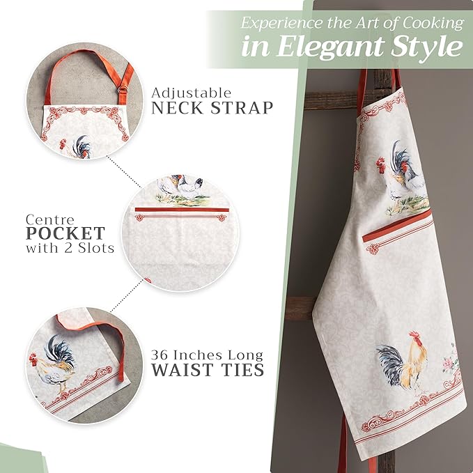 Maison d' Hermine 100% Cotton Apron for women with Pocket Kitchen Chef Apron for Men Cooking Gardening Server Waitress