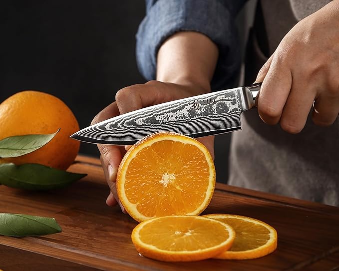 Wakoli EDIB Essentials 2-Piece Damascus Kitchen Knife Set – Chef Knife & Santoku Knife with VG10 Core made of 67-Layer Damascus Steel Blades – Professional Kitchen Knives with Pakkawood Handles