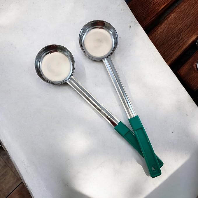 4 Ounce Solid Stainless Steel Portion Control Ladle Spoon for Measuring and Serving; Commercial Grade Serving Scoops [Pack of 12]