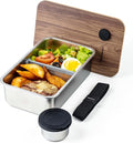 Leak Resistant Stainless Steel Bento Box Adult |Stainless Steel Lunch Box|44Oz| Metal Lunch box | BentoBox|Lunchbox| Lunch Container Adult| Bamboo Lid|Sandwich , salad Food Storage Compartment SIlver